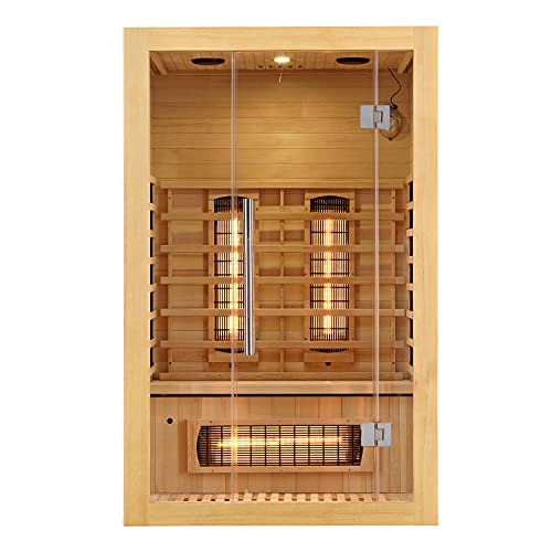 Artsauna Infrarotkabine Kiruna120 - Infrarotsauna Dual-Heizsystem für 2 Personen - LED-Farblicht - Wärmekabine mit...