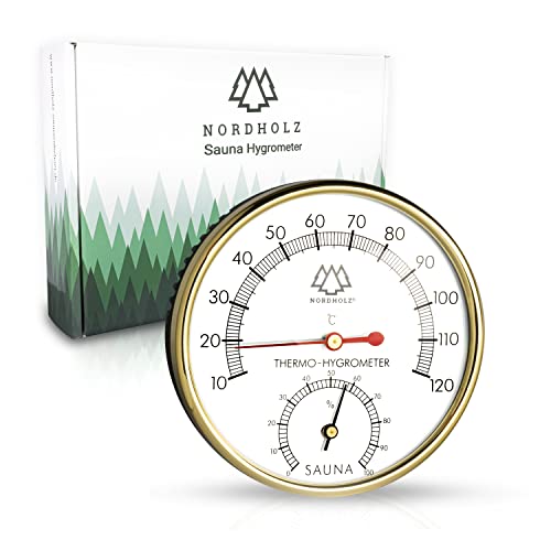 NORDHOLZ Sauna Thermometer Hygrometer 2in1 - Zuverlässig & genau für die richtige Temperatur und Luftfeuchtigkeit -...