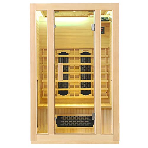 Artsauna Infrarotkabine Nyborg S120K Keramikstrahler - 120x105x190 cm - 2 Personen - inkl. LED Farblicht & Glastür -...