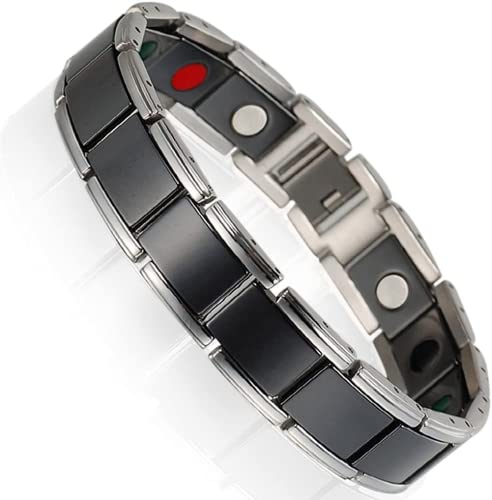 Yinox Jewelry Herren-Armband aus Edelstahl 316L Edelstahl Schwarz Keramik 21 cm