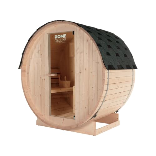 Home Deluxe - Outdoor Fasssauna Lahti M - Maße: BxTxH: ca. 185 cm x 120 cm x 185 cm, Holz: Fichtenholz - inkl....