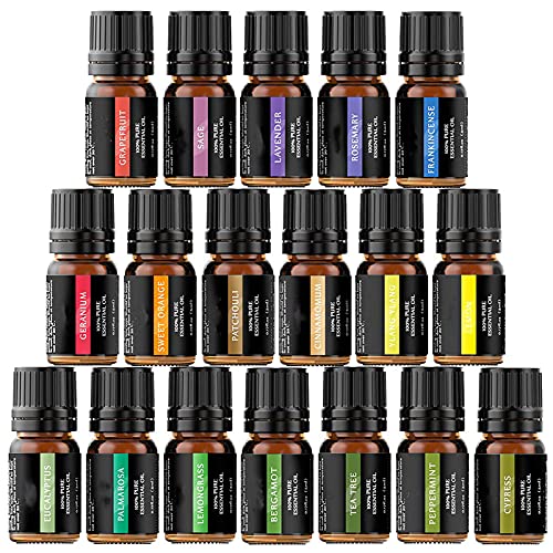 Ätherische Öle Set ätherisches Öl Aromatherapie Duftöl 18 x 5 ml für Aroma diffuser 100% Reines Geschenkset...