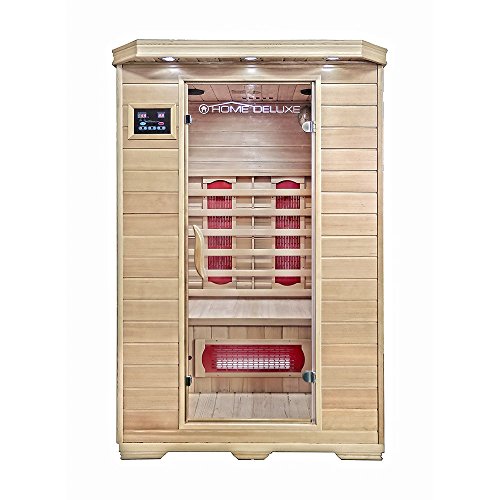 Home Deluxe – Infrarotkabine – Redsun M – Keramikstrahler – Holz: Hemlocktanne - Maße: 120 x 105 x 190 cm –...