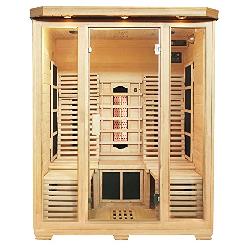 Artsauna Infrarotkabine Helsinki 150 - Infrarotsauna 150x150 cm mit Triplex-Heizsystem, LED-Farblichttherapie & 2 Liegen...